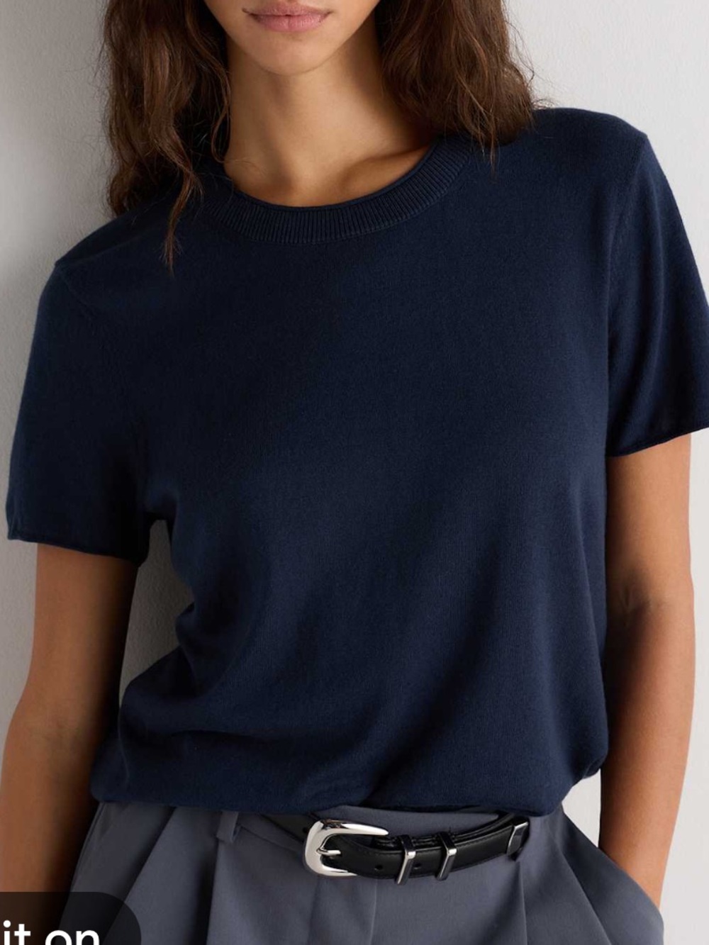 Quince Black Short-Sleeve Cashmere Knit Crewneck Tee